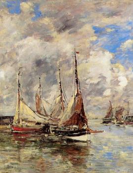 Eugene Boudin : Trouville, the Piers, High Tide